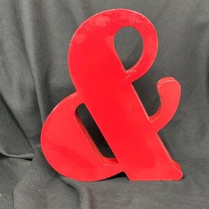 Red Metal Ampersand Decor